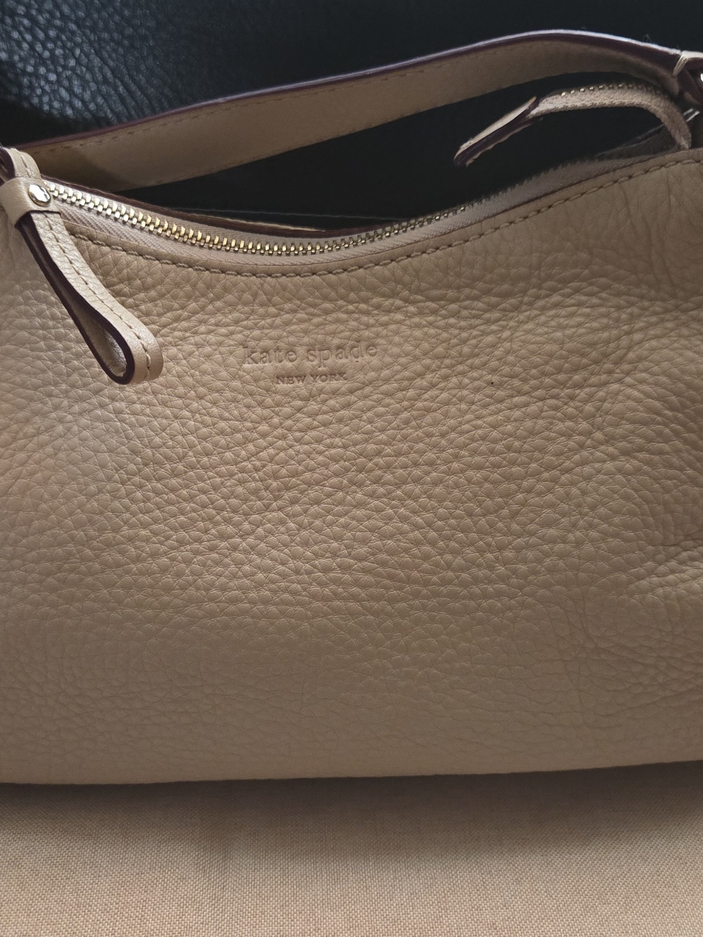 kate spade New York Pebbled Leather Hobo Bag in Beige